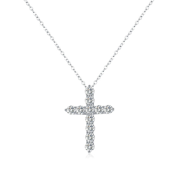 Wholesale Moissanite Necklace 925 Sterling Silver Old Money Style Cross Clavicle Chain For Women