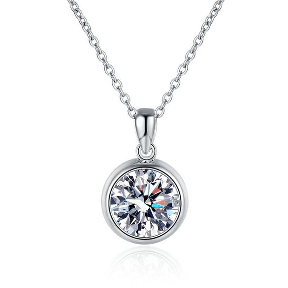 Wholesale Moissanite Necklace With S925 Sterling Silver Pendant In Classic Bubble Shape And Geometric Pattern For Women