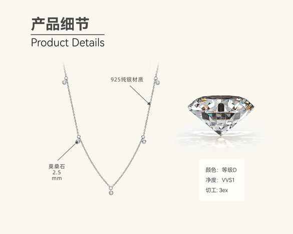 Wholesale Moissanite Necklace With 925 Silver Pendant Geometric Style Electroplated Ochain