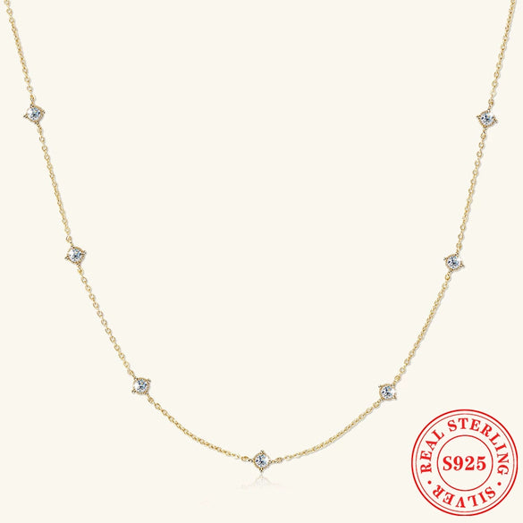 Wholesale Moissanite Necklace With 925 Silver Pendant Geometric Style Electroplated Ochain