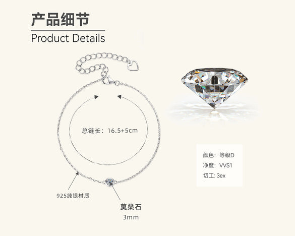 Wholesale Moissanite Pendant Necklace 925 Silver Geometric Style Electroplated Ochain For Women