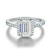 Wholesale Moissanite Rectangular Diamond Ring For Women 925 Sterling Silver Electroplated
