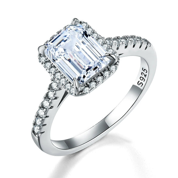 Wholesale Moissanite Rectangular Diamond Ring For Women 925 Sterling Silver Electroplated