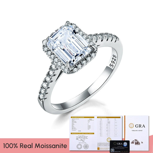Wholesale Moissanite Rectangular Diamond Ring For Women 925 Sterling Silver Electroplated