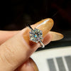Wholesale Moissanite Ring In S925 Silver With Geometric Shape Classic Six Claw Design And Electroplating Finish For Women