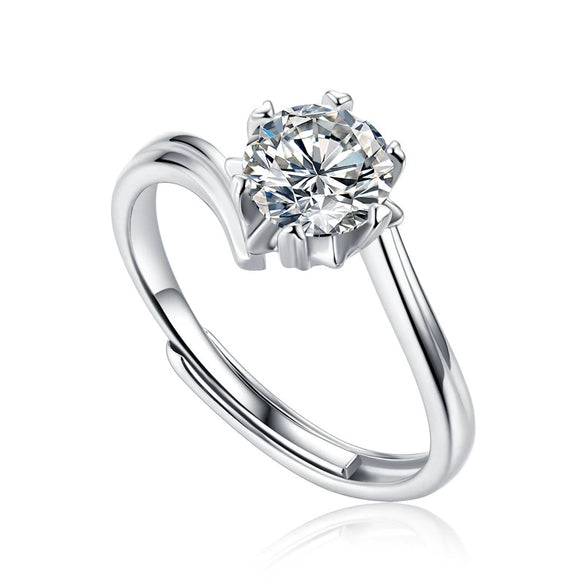 Wholesale Moissanite Ring S925 Silver Geometric Light Luxury Inlay Female Unisex