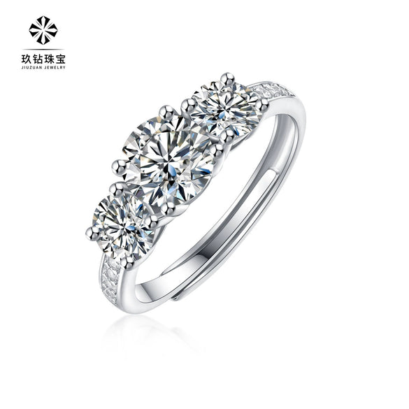 Wholesale Moissanite Ring S925 Silver Geometric Light Luxury Inlay Female Unisex