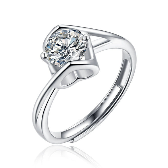 Wholesale Moissanite Ring S925 Silver Geometric Light Luxury Inlay Female Unisex