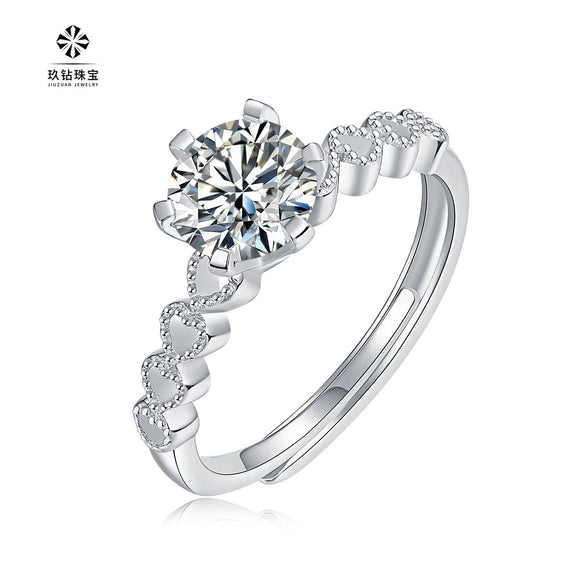 Wholesale Moissanite Ring S925 Silver Geometric Light Luxury Inlay Female Unisex