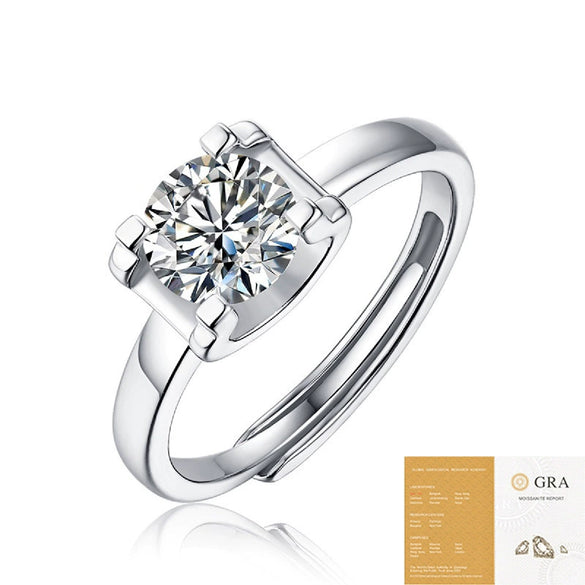 Wholesale Moissanite Ring S925 Silver Geometric Light Luxury Inlay Female Unisex