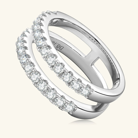 Wholesale Moissanite Ring Women's 925 Sterling Silver Niche Design Geometric Electroplated