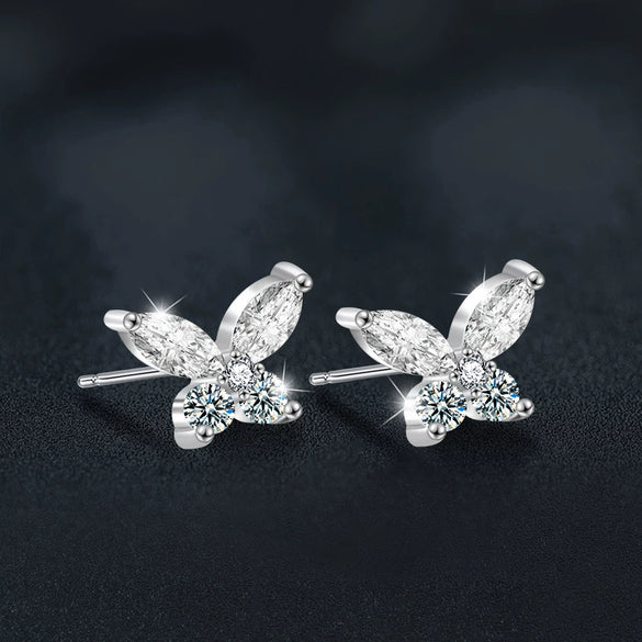 Wholesale Moissanite S925 Sterling Silver Animal Butterfly Simple Style Women's Earrings