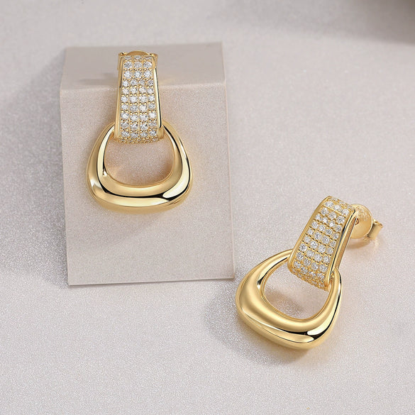 Wholesale Moissanite 925 Silver Geometric Inlay Fashion Earrings For Women