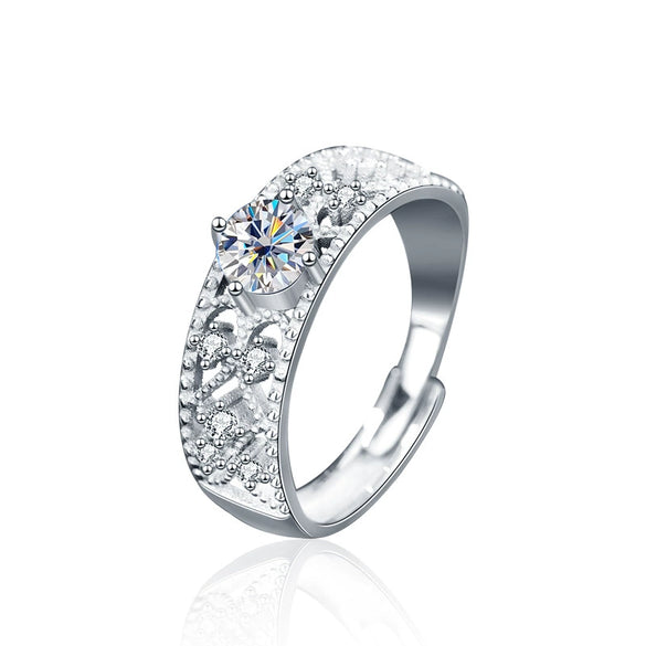 Wholesale Moissanite 925 Silver Geometric Open Adjustable Ladies Ring Set With Diamonds