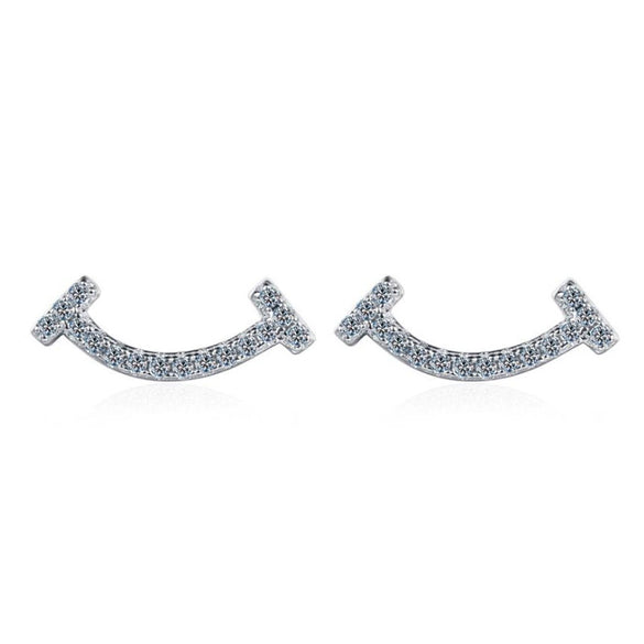 Wholesale Moissanite Smiley Earrings 925 Sterling Silver Geometric Ushape Electroplated For Women