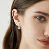 Wholesale Moissanite Square Diamond Earrings Silver Geometric Style Electroplated For Women