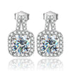 Wholesale Moissanite Square Diamond Earrings Silver Geometric Style Electroplated For Women