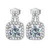 Wholesale Moissanite Square Diamond Earrings Silver Geometric Style Electroplated For Women