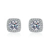 Wholesale Moissanite Square 925 Silver Stud Earrings Geometric Style Electroplated Women's Jewelry