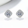 Wholesale Moissanite Square 925 Silver Stud Earrings Geometric Style Electroplated Women's Jewelry
