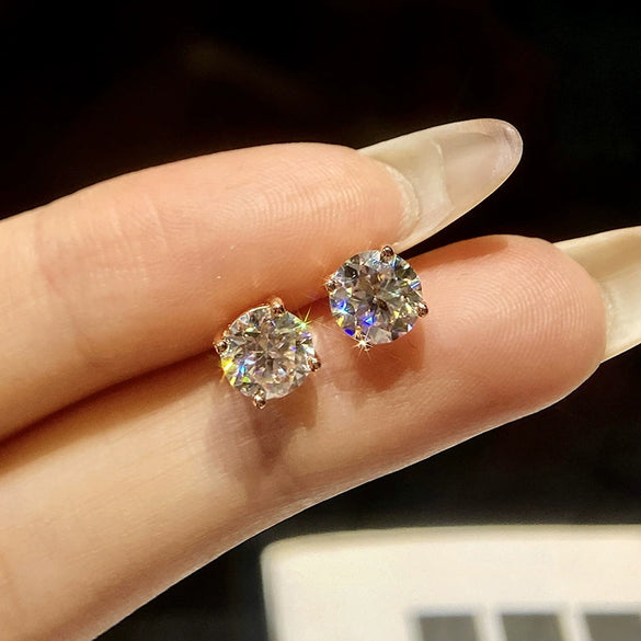 Wholesale Moissanite 925 Sterling Silver Geometric Earrings For Women With Four Claw Setting And Electroplating Treatment