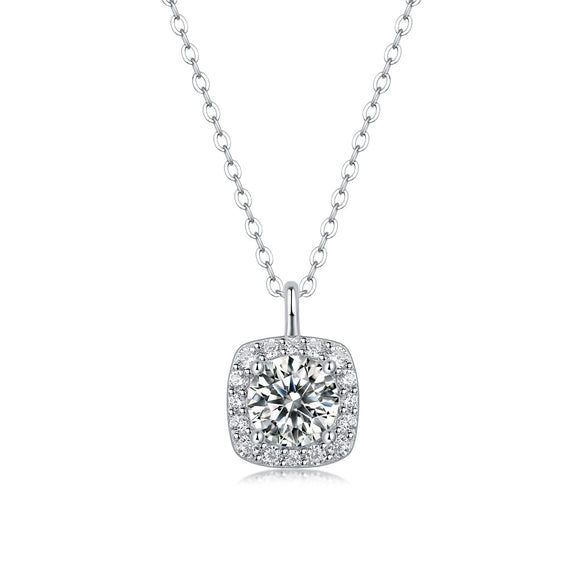 Wholesale Moissanite Sterling Silver 925 Geometric Sweet Style Inlay Necklace For Women