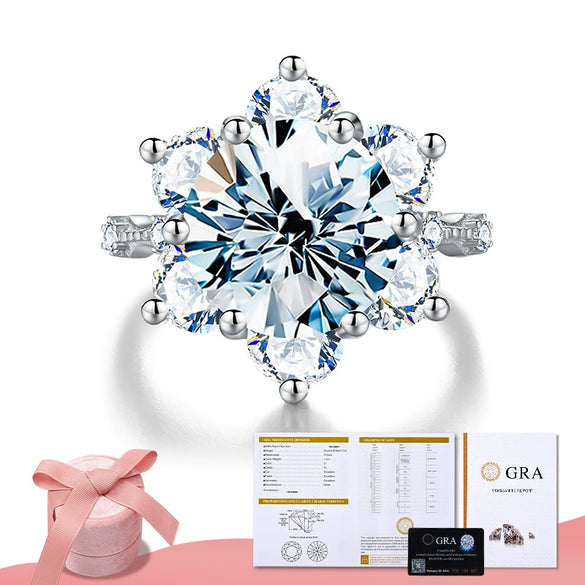 Wholesale Moissanite Sunflower Classic Sixclaw Wedding Ring For Women In S925 Sterling Silver With Geometric Pattern And Electroplating