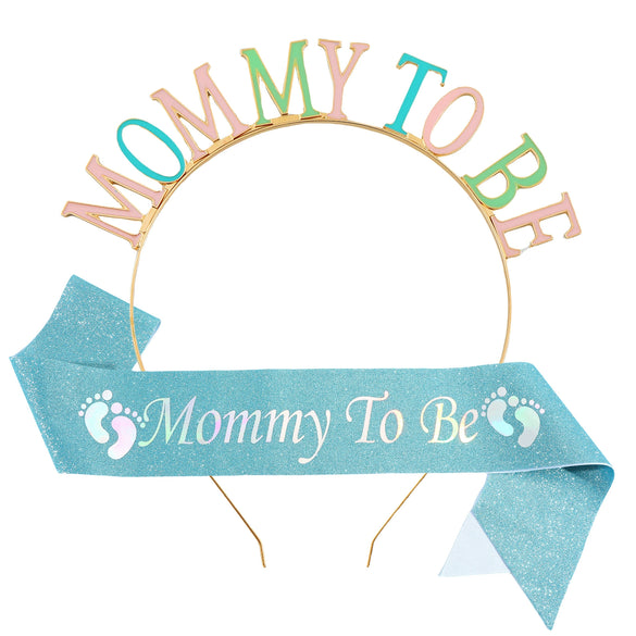 Wholesale Mommy To Be Headband Glitter Cloth Shoulder Strap Ribbon Party Decoration Crown Tiara Belt Zinc Alloy Semimanual Semimechanical