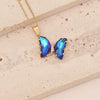 Wholesale Multi Color Gradient Butterfly Pendant Stainless Steel And Copper Necklace With Electroplating Design