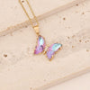 Wholesale Multi Color Gradient Butterfly Pendant Stainless Steel And Copper Necklace With Electroplating Design