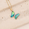 Wholesale Multi Color Gradient Butterfly Pendant Stainless Steel And Copper Necklace With Electroplating Design