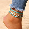 Wholesale Multi Layer Beads U Shaped Anklet Alloy Foot Ornaments With Geometric Pattern Electroplated