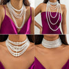 Wholesale Multi Layer Imitation Pearl Women's Necklace Geometric Baroque Style Ball Chain Jewelry Choker