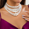 Wholesale Multi Layer Imitation Pearl Women's Necklace Geometric Baroque Style Ball Chain Jewelry Choker