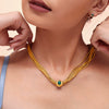 Wholesale Multi Layer Plain Gold Chain Inlaid With Rhinestone Necklace Bracelet Set In Titanium Steel With Electroplating For Women