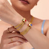 Wholesale Multi Layer Plain Gold Chain Inlaid With Rhinestone Necklace Bracelet Set In Titanium Steel With Electroplating For Women