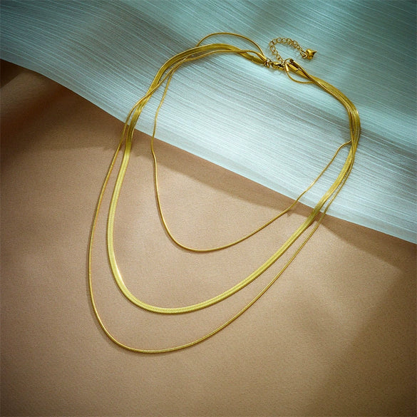 Wholesale Multi Layer Snake Shaped Titanium Steel Necklace Cold Style Electroplated For Women