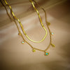 Wholesale Multi Layer Stacked Turquoise Eyes Star Rhinestone Pendant Necklace And Bracelet Suit Geometric Pattern Electroplated Unisex