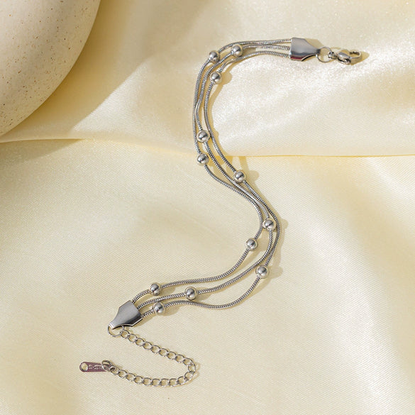 Wholesale Multi Layer Women's Retro Simple Fashion Metal Bracelet Set Titanium Steel Geometric Electroplated