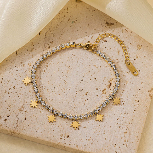 Wholesale Multi Layer Women's Retro Simple Fashion Metal Bracelet Set Titanium Steel Geometric Electroplated