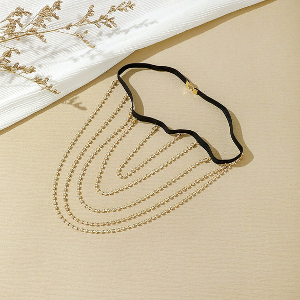 Wholesale Multichain Leg Chain Golden Sexy Thigh Chain Women's Diamond Multilayer Clip Bead Chain Body Chain Alloy Inlaid With Artificial Gemstones And Semi Precious Stones