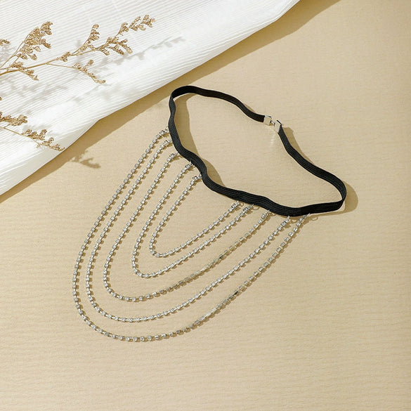 Wholesale Multichain Leg Chain Golden Sexy Thigh Chain Women's Diamond Multilayer Clip Bead Chain Body Chain Alloy Inlaid With Artificial Gemstones And Semi Precious Stones