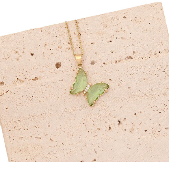 Wholesale Multicolor Butterfly Stainless Steel And Copper Jewelry Necklace With Electroplating Treatment