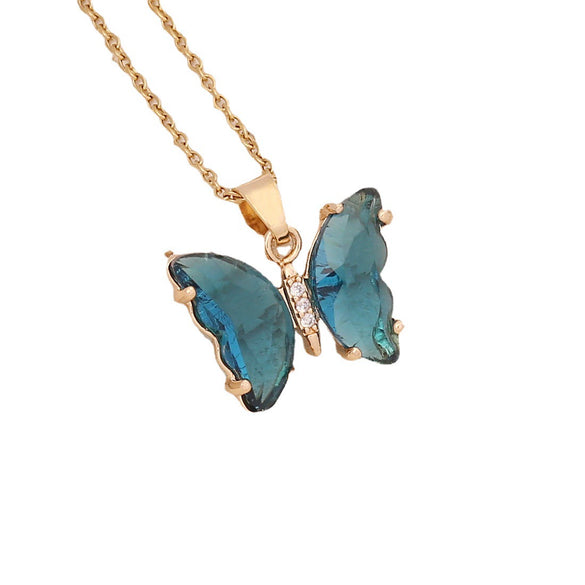 Wholesale Multicolor Butterfly Stainless Steel And Copper Necklace With Electroplating Treatment