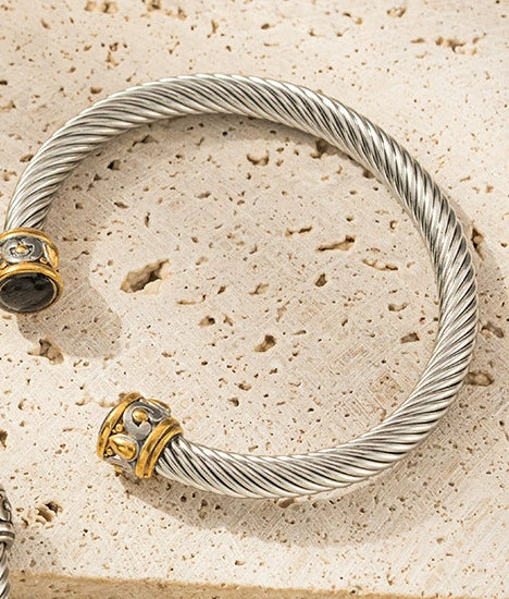 Wholesale Multicolor Titanium Steel And Stainless Steel Electroplated Twist Room Gold Bracelet Cable Bracelet With Personality Style