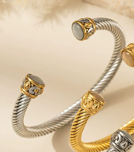 Wholesale Multicolor Titanium Steel And Stainless Steel Electroplated Twist Room Gold Bracelet Cable Bracelet With Personality Style