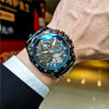 Wholesale Multifunctional Fully Automatic Mechanical Men's Watch With Round Dial Alloy Case Stainless Steel Buckle And Genuine Leather Strap