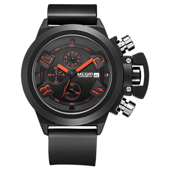 Wholesale Multifunctional Men's Alloy Case Silicone Strap Round Dial Quartz Watch Waterproof With Spiral Crown And Pin Buckle