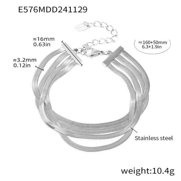 Wholesale Multilayer Blade Chain Fashion Bracelet Titanium Steel Pvd Electroplated Geometric Real Gold Color Preservation Jewelry For Women