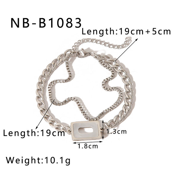 Wholesale Multilayer Chain Cuban Style Stainless Steel Bracelet With Butterfly Cross Pendant 18K Vacuum Plated For Women And Unisex